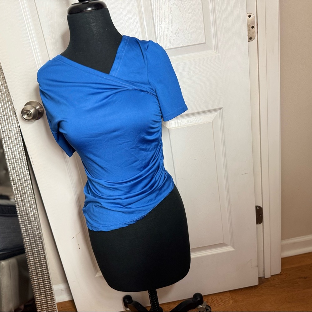 Chic Blue Short Sleeve Women's Top